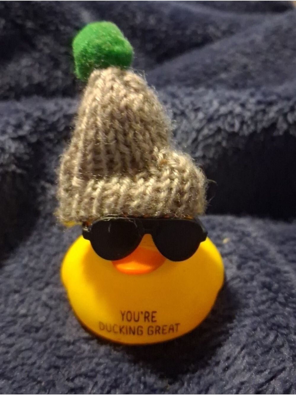 (6) Yellow Rubber Duck with Sunglasses and Knit Hat - You're Ducking Great - Picture 4 of 4